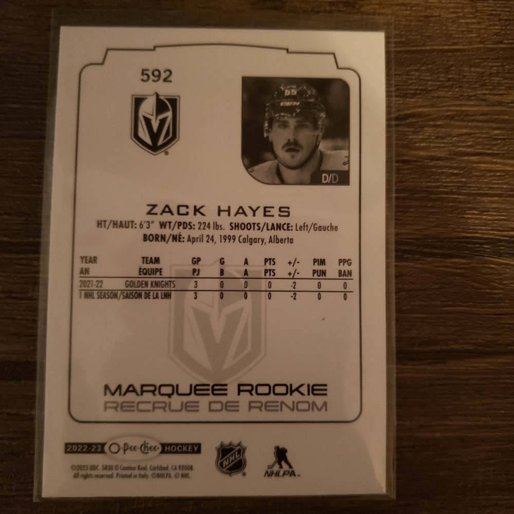 🏒 Zach Hayes Rookie Card 🏒 - Picture 2 of 2